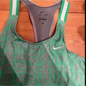 Nike Green and White Dri-FIT Tank